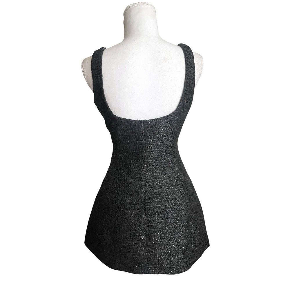 NWT Meshki Black Beth Tweed Mini Dress Wool Blend Sparkly Sz XS LBD Old Money - Picture 10 of 15